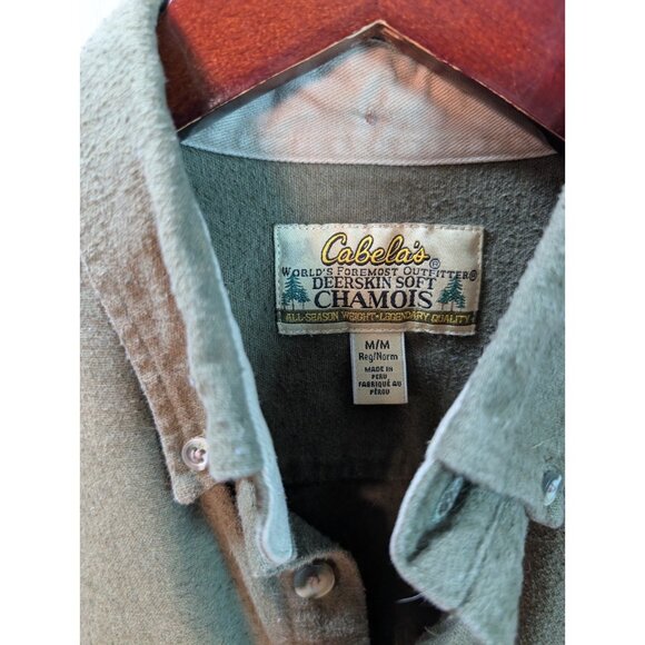 Cabela’s Deerskin Soft Chamois Heavyweight Green Long Sleeve Shirt Medium Reg - Picture 4 of 6